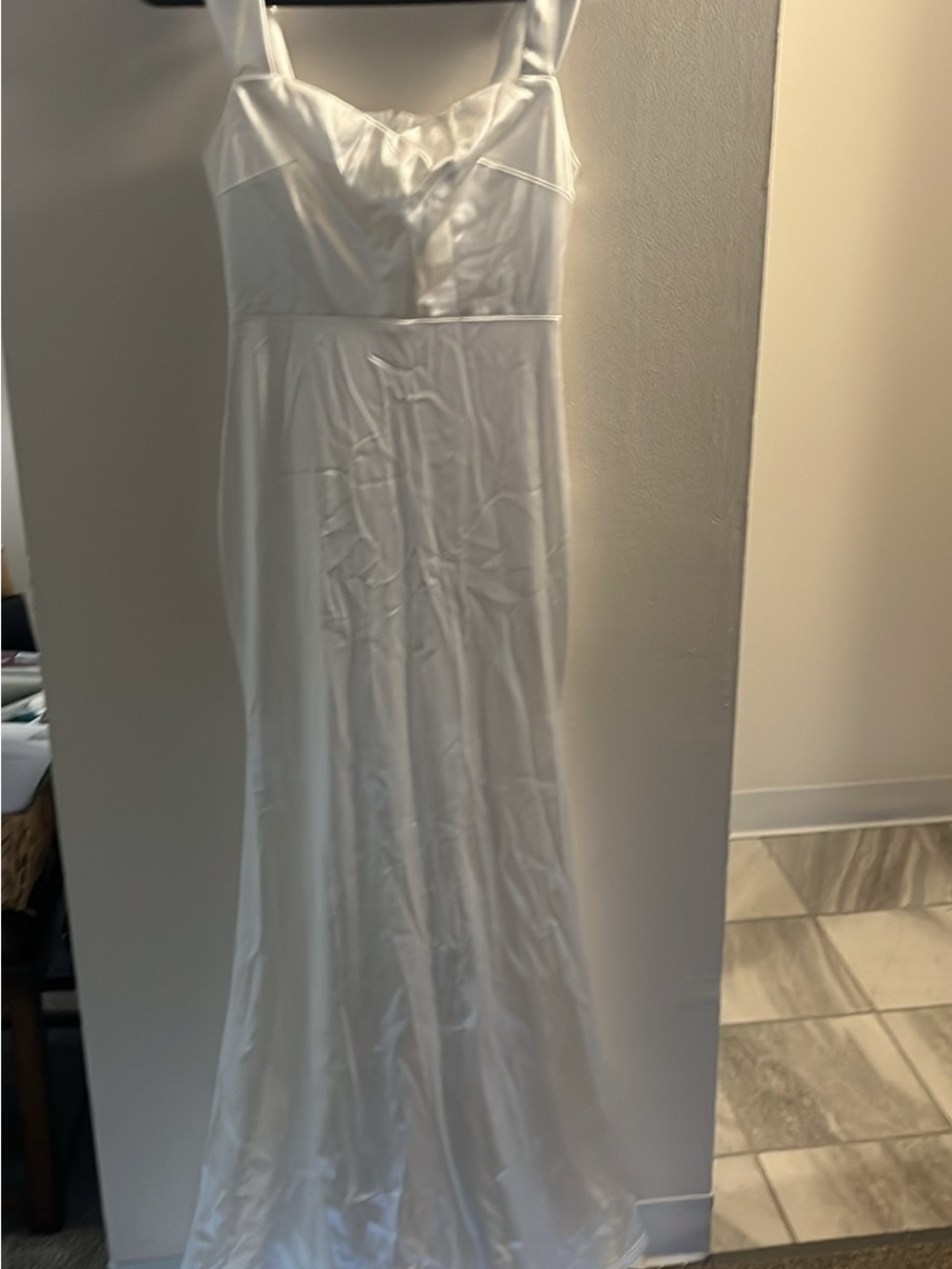 Elegant White Satin Slip Dress